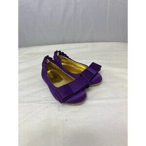 Gap Baby Girl Purple Gold Ballet Shoes Satin Bows Size 6